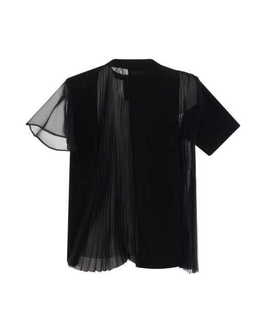Sacai Black Classic Cotton Jersey T-Shirts, Short Sleeves, , 100% Cotton