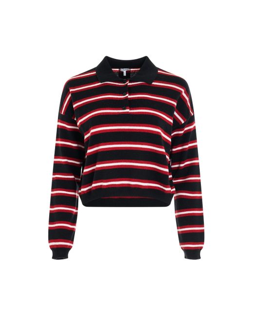 Loewe Black Stripe Polo Sweater, Round Neck, , 100% Wool