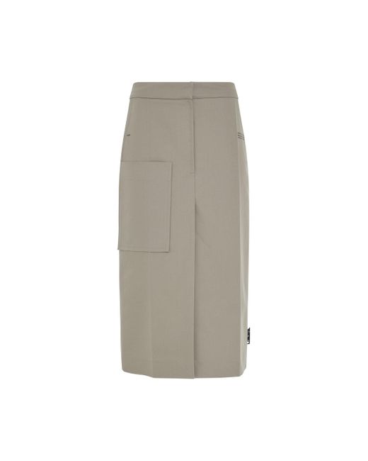 Off-White c/o Virgil Abloh Gray Off- Cotton Twill Cargo Skirt, Light, 100% Cotton