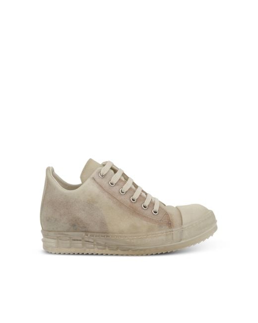Rick Owens Gray Low Leather Sneakers, , 100% Leather