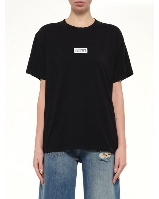 MM6 by Maison Margiela Black Mm6 Patch T-Shirt