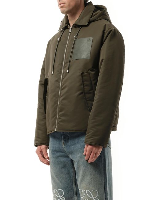 Loewe Green Padded Hood Jacket, 100% Polyamide for men