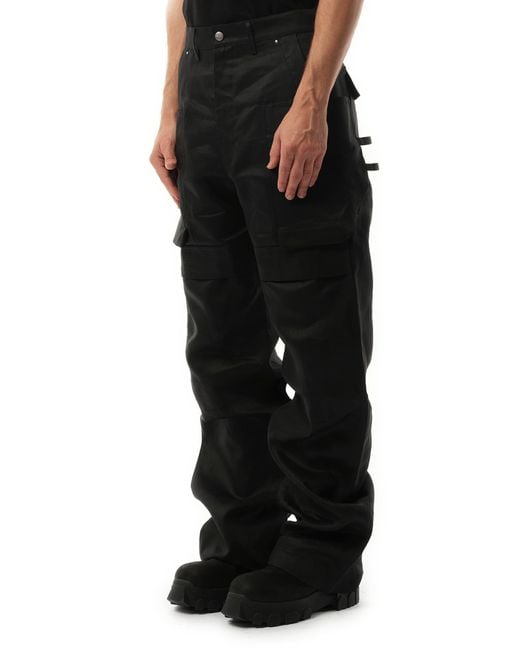 Rick Owens Black Stefan Cargo, 100% Linen for men