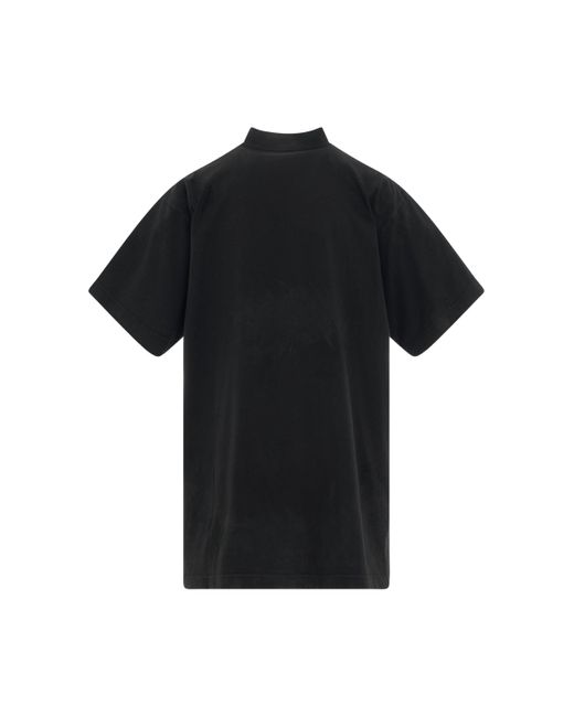 Balenciaga Black Logo Patch Distressed Oversized T-Shirt, Short Sleeves, Washed, 100% Cotton for men