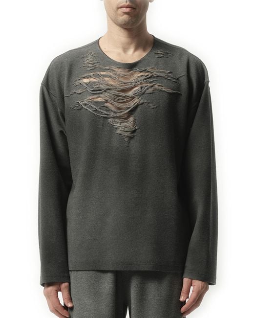 DIESEL Green Runway Distressed Chest Sweater, 100% Cotton, Size: Large for men