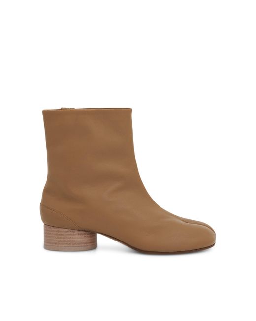 Maison Margiela Brown Tabi Ankle Boots 3Cm Heel, , 100% Leather