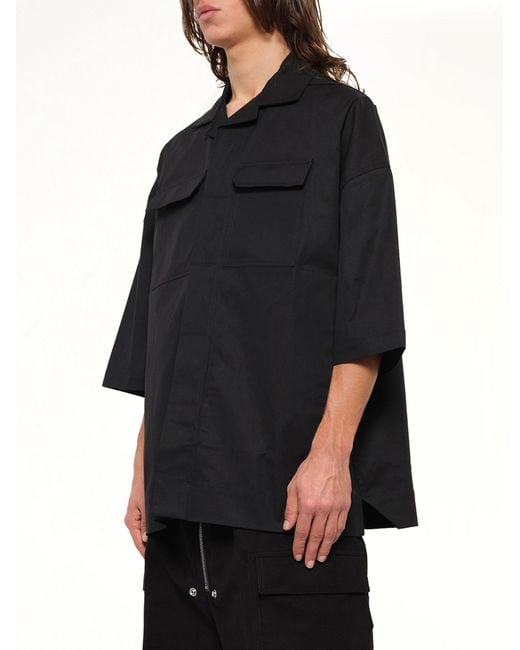 Rick Owens Black Cotton Twill Magnum Tommy Shirt for men