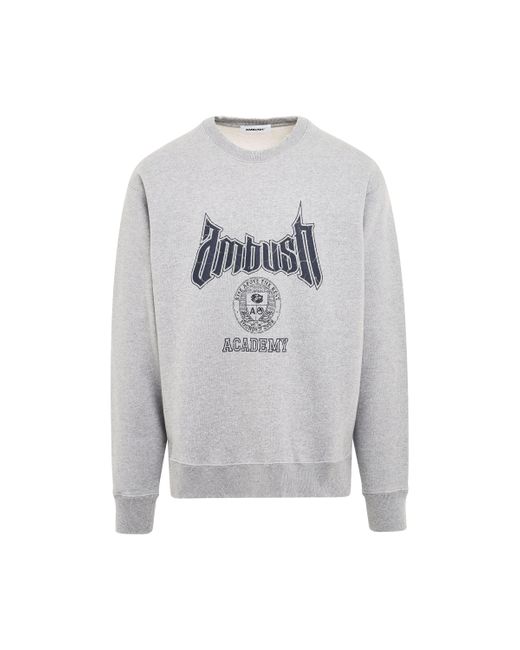 Ambush Gray Academy Sweatshirt, Long Sleeves, , 100% Cotton, Size: Medium for men