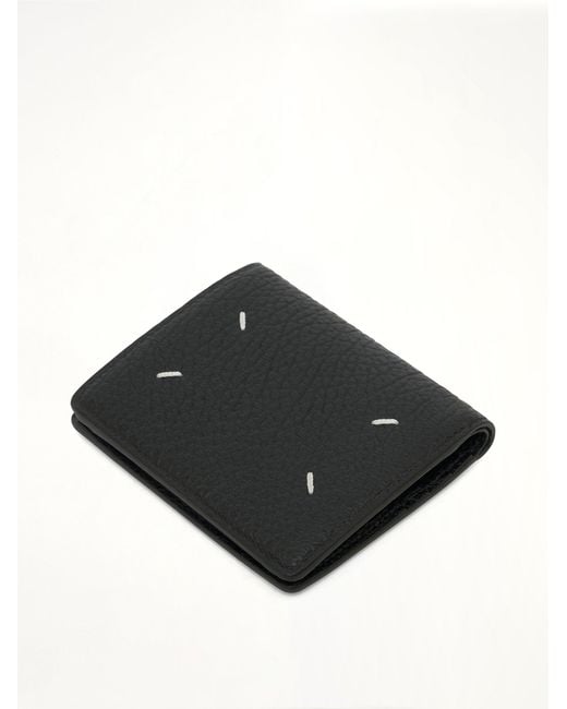 Maison Margiela Black Four Stitch Logo Wallet With Coin Purse