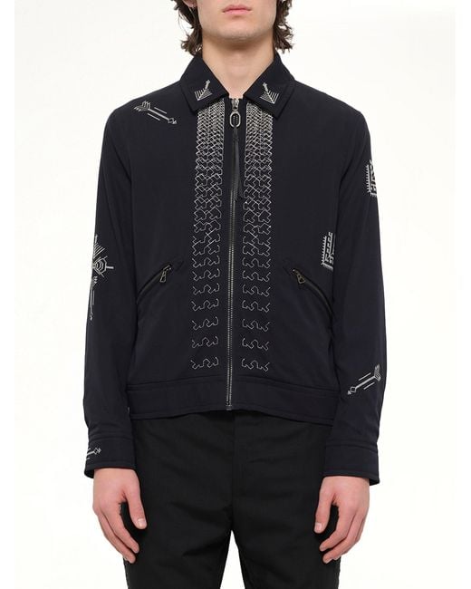 Lanvin Blue Embroidered Jacket for men