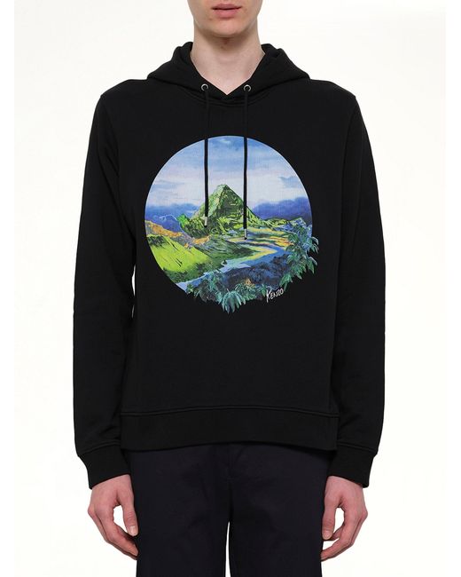 KENZO Black Landscape Hoodie for men