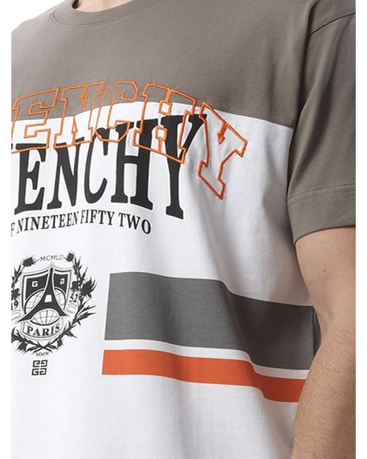 Givenchy Gray College Print Stripes Logo T-Shirt, 100% Organic Cotton for men
