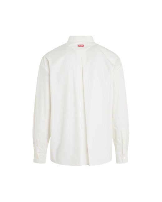 KENZO White Drawn Varsity Tie Shirt, Long Sleeves, , 100% Cotton for men