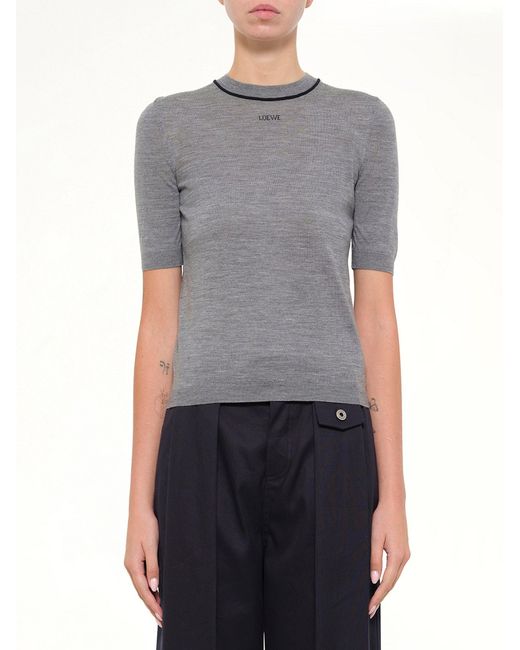 Loewe Gray Short-Sleeve Sweater