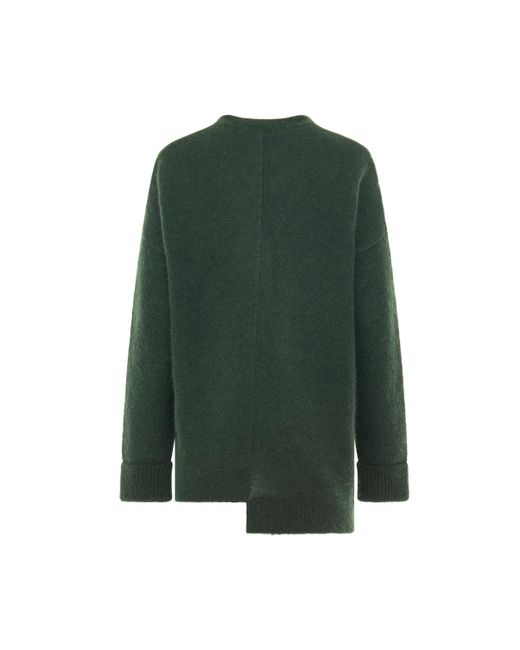 Loewe Green Suna Fujita Mandrake Asymmetric Cardigan, Dark, 100% Wool