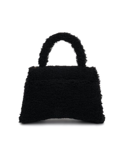 Balenciaga Black Furry Hourglass Small Handbag, , 100% Polyester