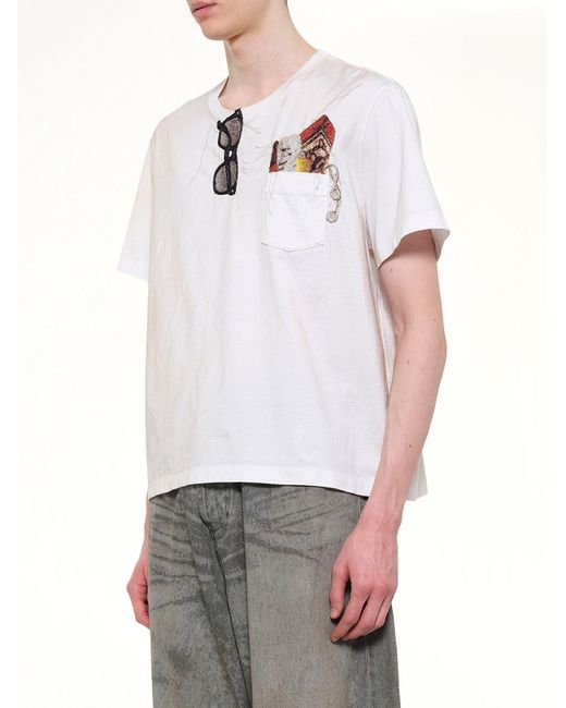Doublet White Trompe L'Oeil Embroidery T-Shirt for men
