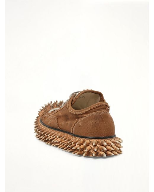Doublet Brown Dirty Spike Toe Cap Canvas Sneaker for men