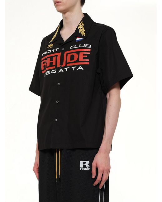 Rhude Black Regatta Club Shirt for men