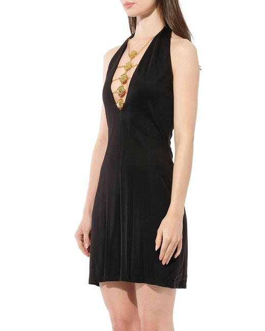 Balmain Black V Neck Jersey Dress