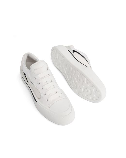 Alexander McQueen White New Deck Lace-Up Plimsoll Sneakers, /, 100% Leather for men