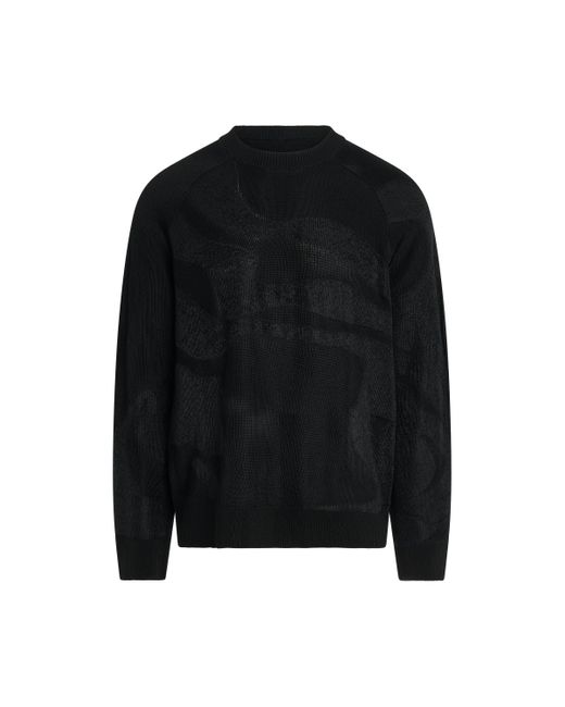 Y-3 Black Knitted Sweater, Round Neck, Long Sleeves, , 100% Polyamide, Size: Medium for men