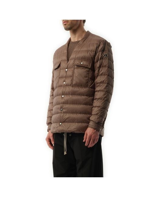 Rick Owens Brown X Moncler Padded Outershirt, Long Sleeves, , 100% Polyester for men