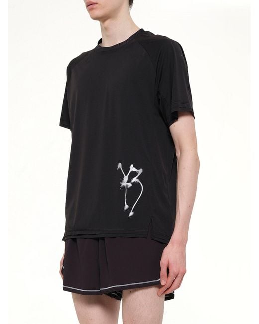 Y-3 Black 3 Stripe Graphic Run T-Shirt for men