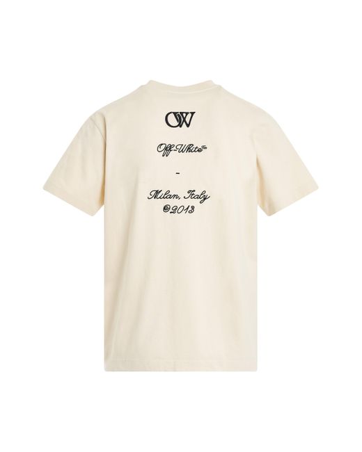 Off-White c/o Virgil Abloh Natural Off- 23 Embroidered Logo Slim Fit T-Shirt, Short Sleeves, Angora, 100% Cotton, Size: Large for men