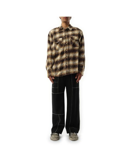 Doublet Brown Zombie Silhouette Check Shirt, , 100% Cotton, Size: Medium for men