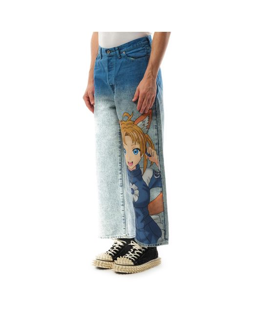 Doublet Anime Hand-Painting Denim Pants, 100% Cotton, Size