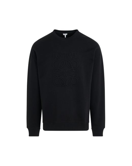 Loewe Black Anagram Logo Embossed Sweatshirt, Long Sleeves, , 100% Cotton, Size: Medium for men
