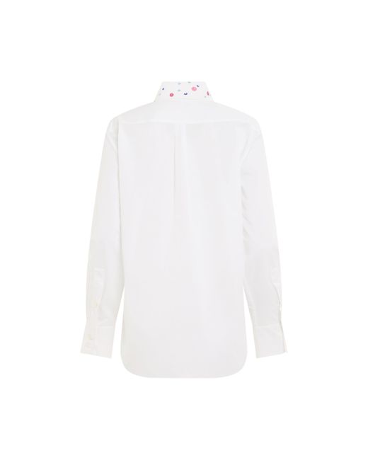 Marni White Sequined Collar Cotton Shirt, Long Sleeves, Lily, 100% Cotton