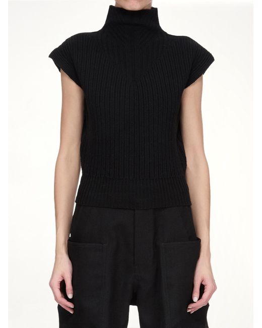 Rick Owens Black Sl Turtle Cable Sweater, Long Sleeves, 100% New Wool