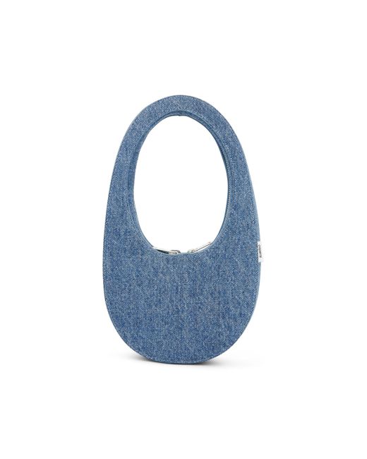 Coperni Blue Denim Mini Swipe Bag, Washed, 100% Denim