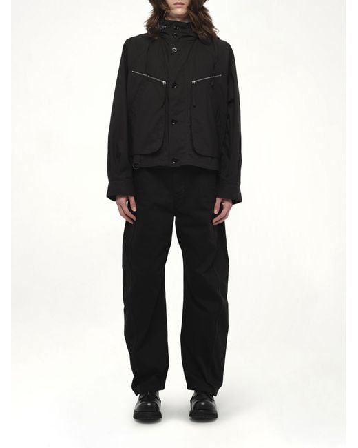 Lemaire Black Parachute Blouson Bomber Jacket, 100% Cotton for men