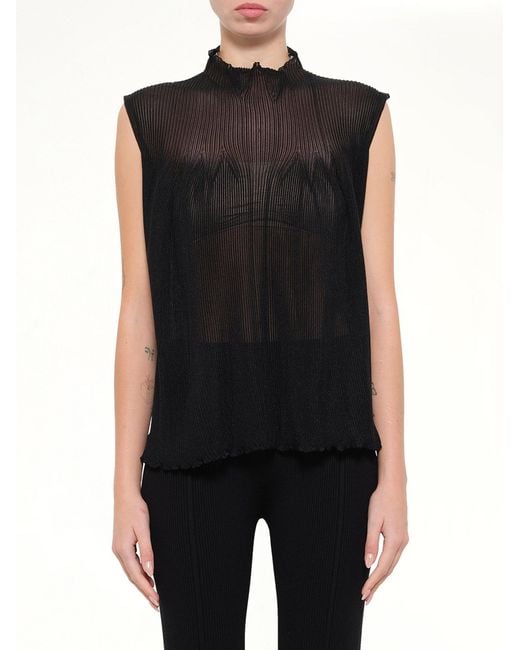 CFCL Black Hypha Lucent Glitter Sleeveless Bust Flare Top