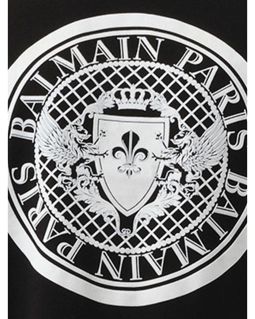 Balmain Black Coin Flock Reg Fit T-Shirt, Round Neck, Short Sleeves, 100% Cotton, Size: Medium for men