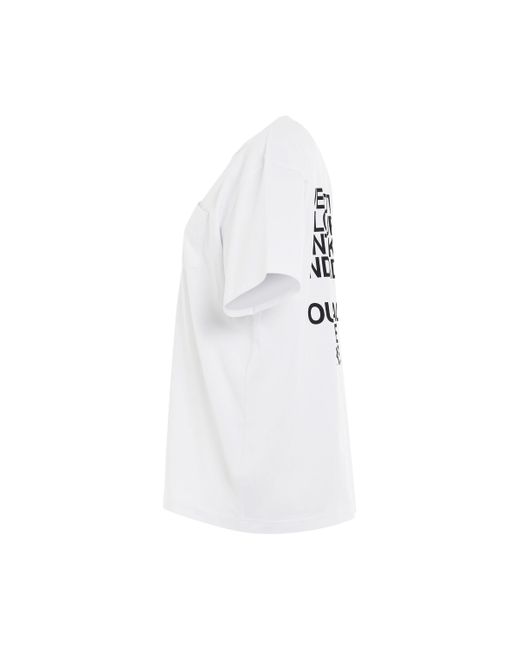 Sacai White Quote Graphic T-Shirt, Short Sleeves, , 100% Cotton