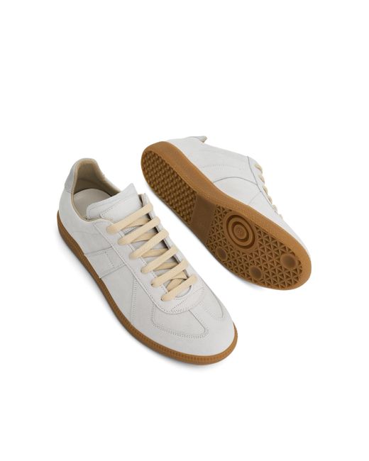 Maison Margiela White Replica Leather Sneakers, Light, 100% Cotton for men
