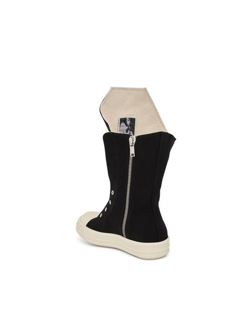 Rick Owens Black Boot Sneakers, 100% Cotton for men