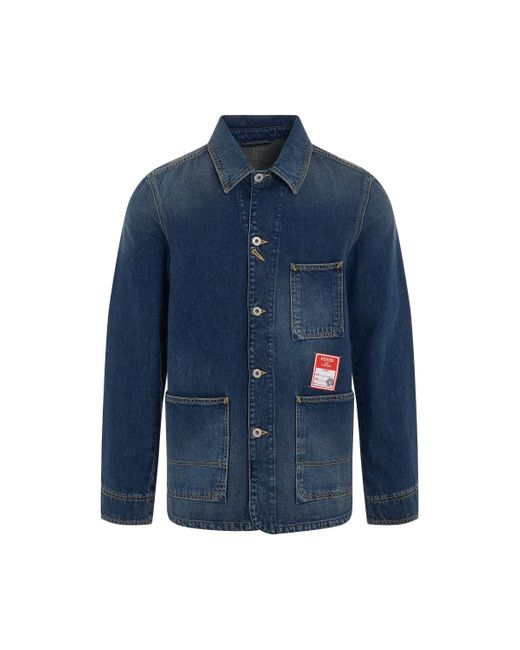 KENZO Blue 'Workwear Denim Jacket, Long Sleeves, Dark Stone Denim, 100% Cotton, Size: Small for men
