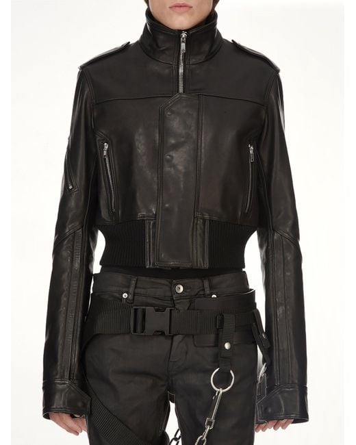 Rick Owens Black Rev Leather Jacket for men