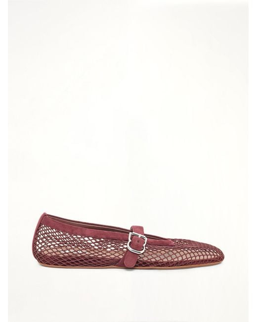 Alaïa Red Ballet Fishnet Flats