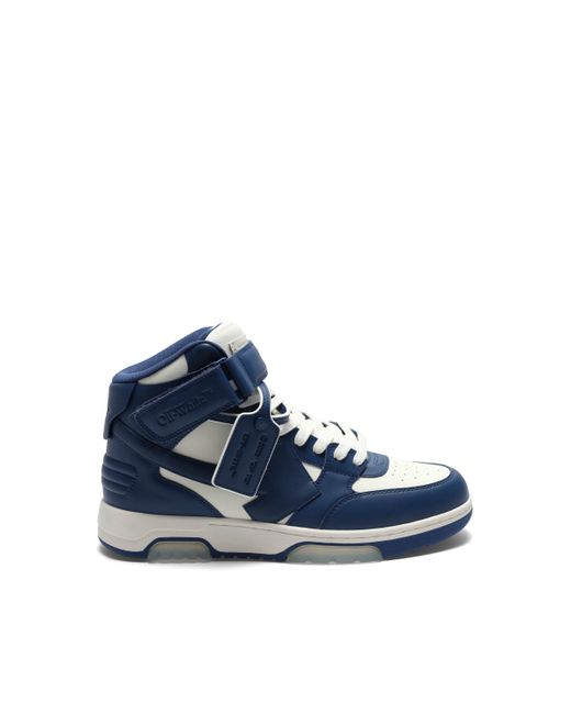 Off-White c/o Virgil Abloh Blue Off- Out Of Office Mid Top Leather Sneakers, /Royal, 100% Rubber for men