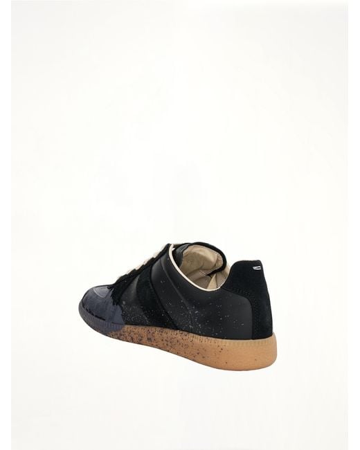 Maison Margiela Black Replica Paint Splatter Sneakers, 100% Cotton