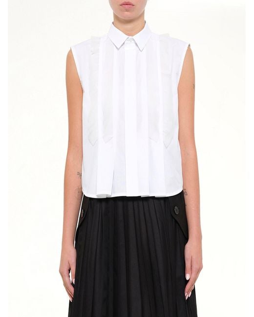 Sacai White Ss Poplin Shirt