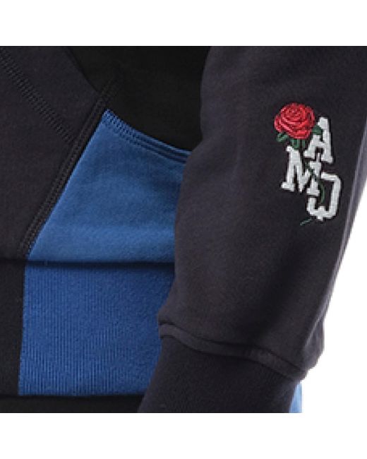 Alexander McQueen Blue Patchwork Hoodie, Size: Medium for men