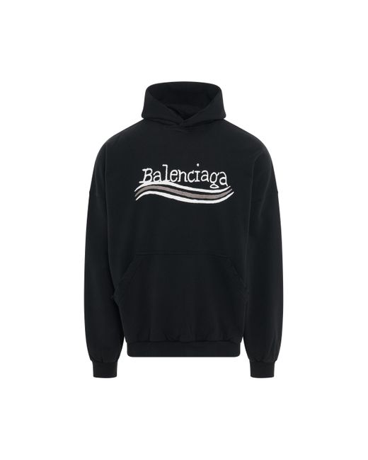 Balenciaga Black Hand Drawn Political Campaign Oversized Hoodie, Long Sleeves, /, 100% Cotton for men