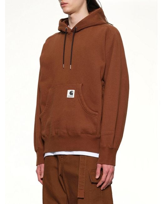 Sacai Brown Carhartt Wip Cotton Jersey Hoodie for men